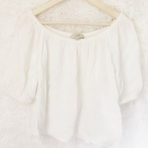 Loft | Bubble Sleeve White Blouse